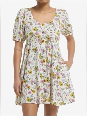 Hot Topic Thorn & Fable Ghost Bee & Flowers Babydoll Dress Size Large